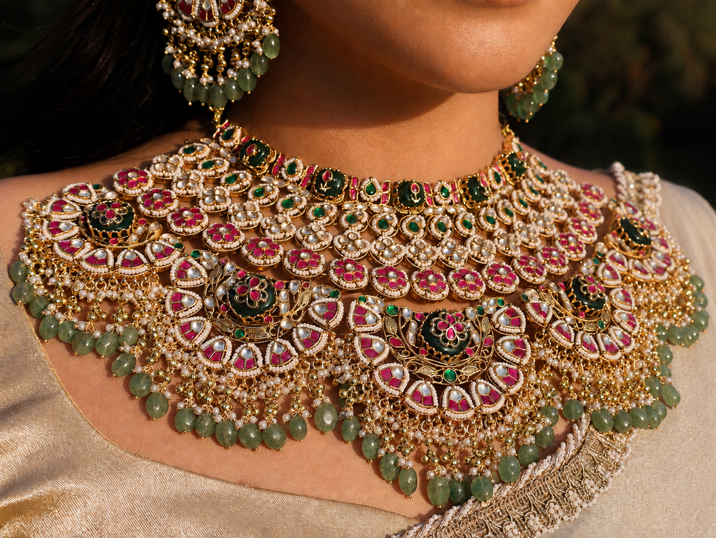 Jadau Kundan Multicolour Necklace Set-SJKNS2006
