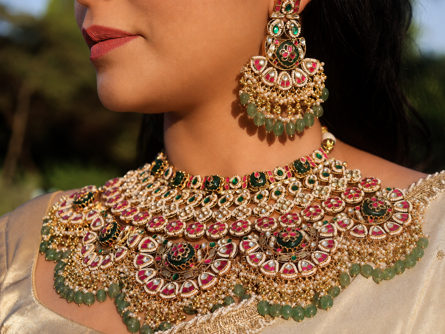 Jadau Kundan Multicolour Necklace Set-SJKNS2006