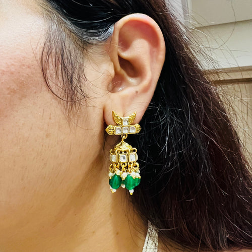 Green Color Gold Plated Jadau Kundan Necklace set MJS2002
