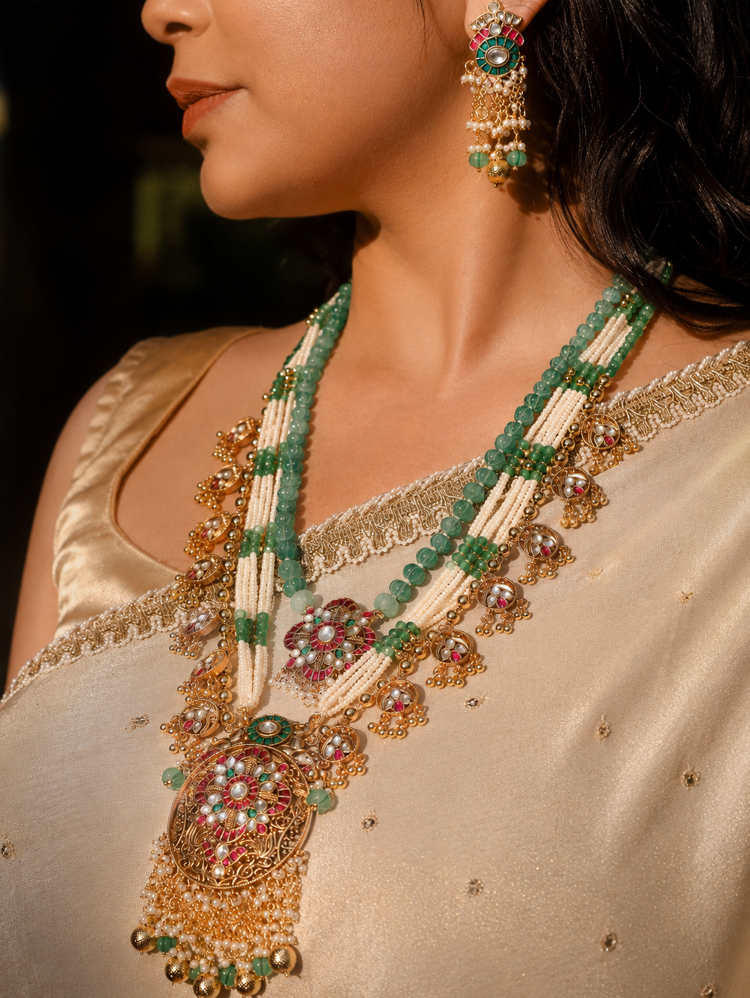 Jadau Kundan Multicolour Necklace Set- SJKNS-2001
