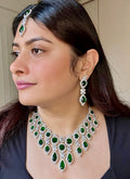 Green Silver Plated Faux Diamond Necklace Set - CZGRN1002